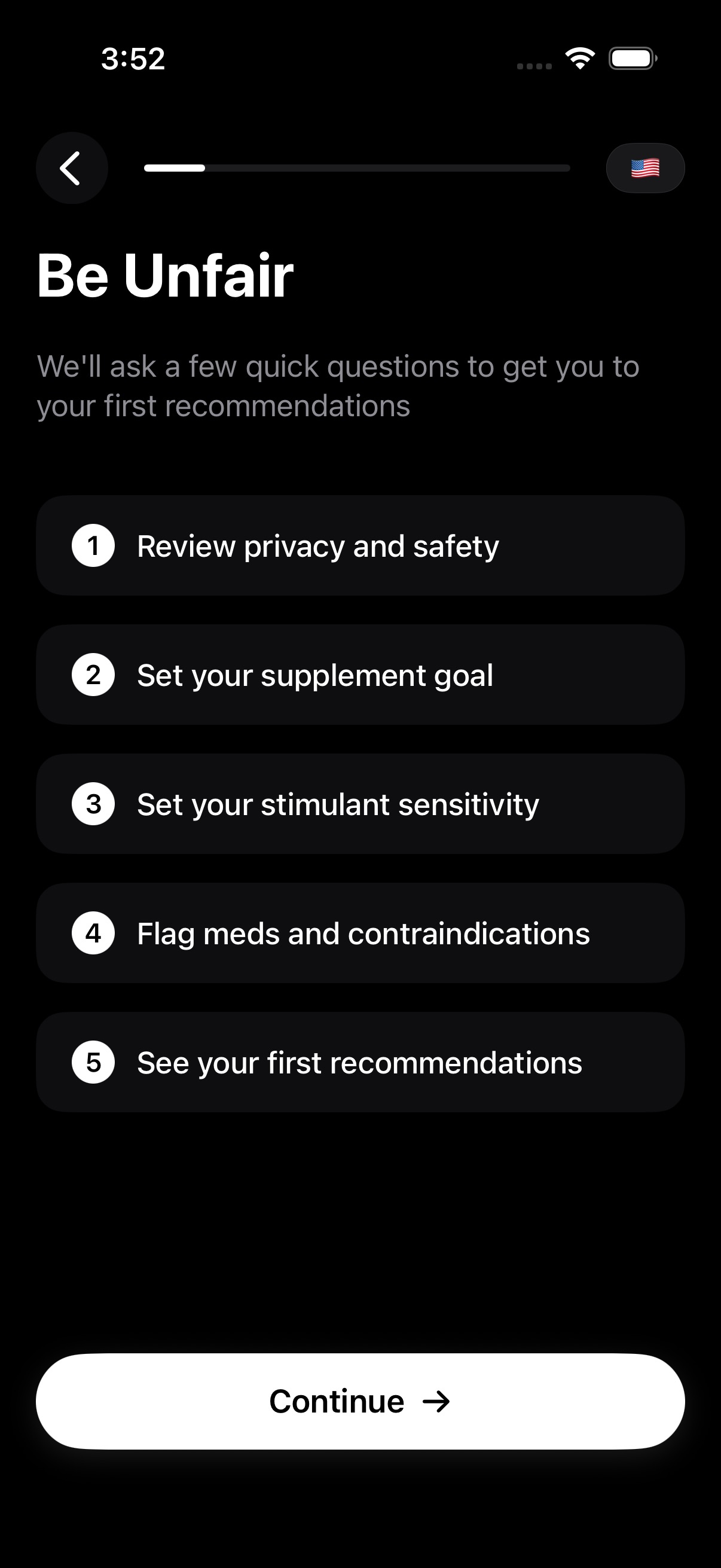 Onboarding overview screen
