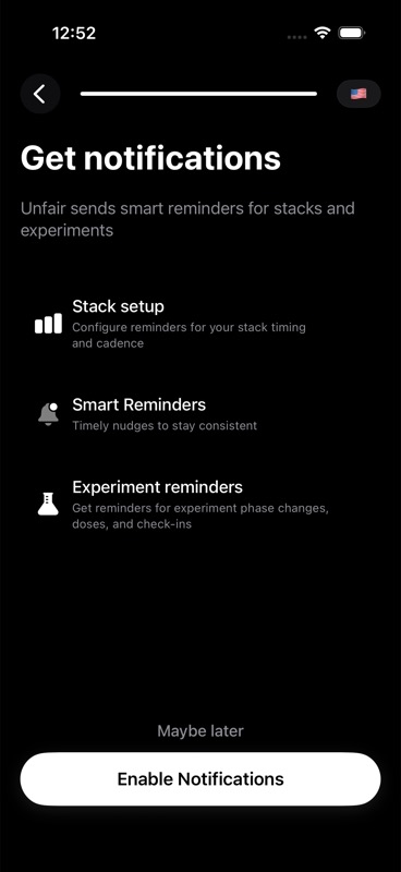 Notification permission prompt shown after onboarding