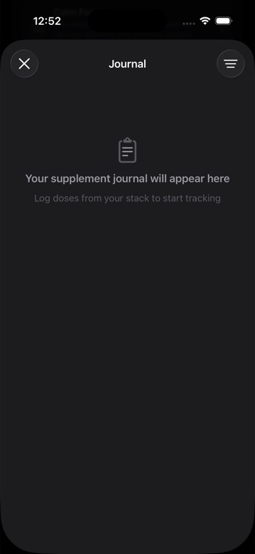Journal empty state on a fresh install