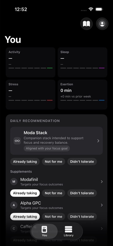 You tab showing the current recommendation and Health Overview