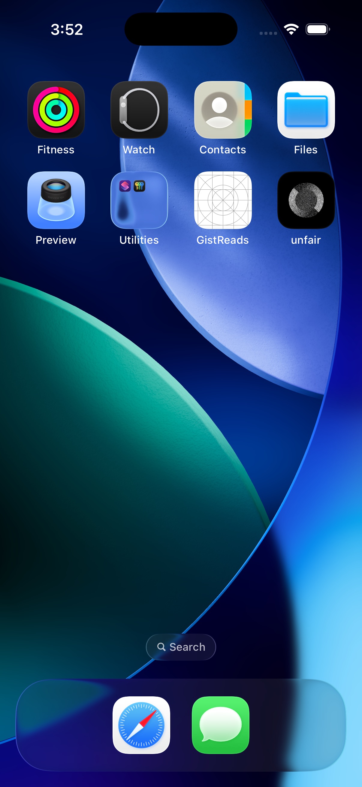 Home screen with the Unfair app icon visible